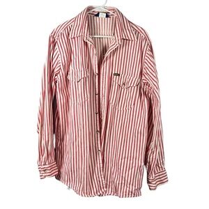 OshKosh B’Gosh 80s Vintage Men’s Railroad Stripe Button Down Shirt Large